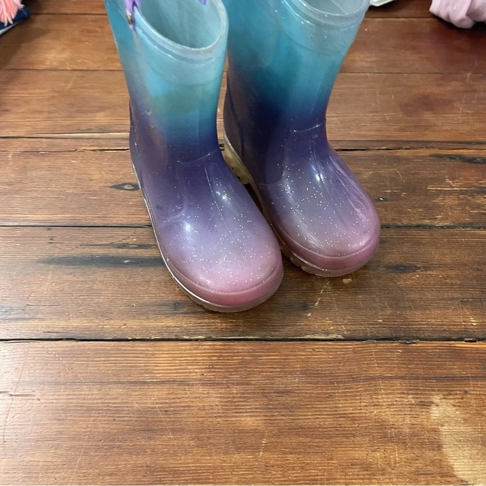Kids Glittery Ombre Rain Boots